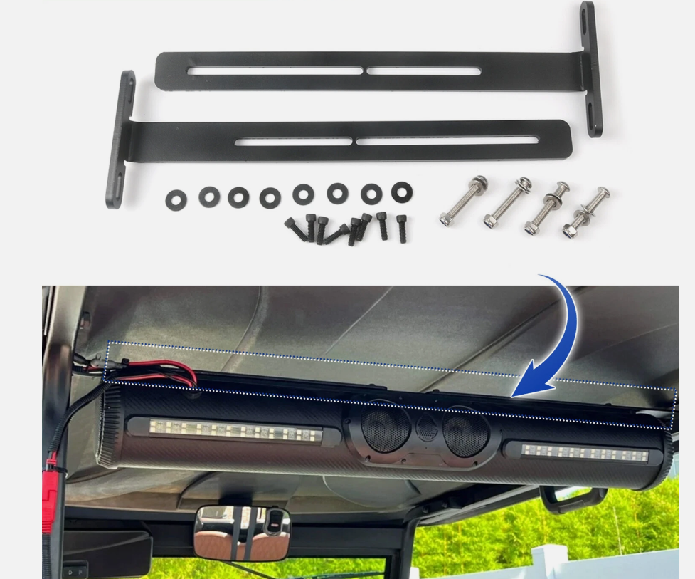 JSPP Golf Cart Speaker Mount T-Bracket Compatible with SE18, SE26, SEB26, SEDS32 Soundbars, Steel, Black, Roof Mount - Image 5