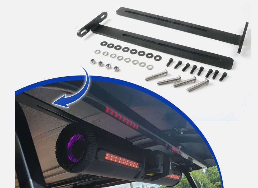 JSPP Golf Cart Speaker Mount T-Bracket Compatible with SE18, SE26, SEB26, SEDS32 Soundbars, Steel, Black, Roof Mount - Image 6